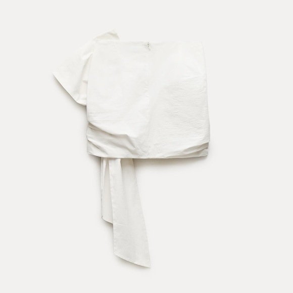 NWT Zara Woman Bloggers Fav Bow KNOTTED MINI SKIRT ZW COLLECTION White Size XS - Picture 5 of 14